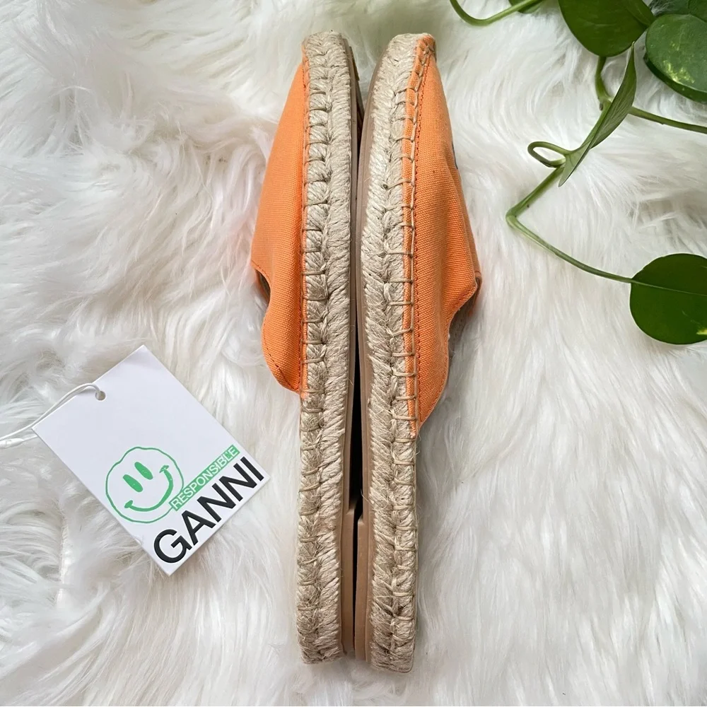 GANNI Orange Embroidered Canvas Espadrille Slippers Women’s Size 9 EU 39 NIB